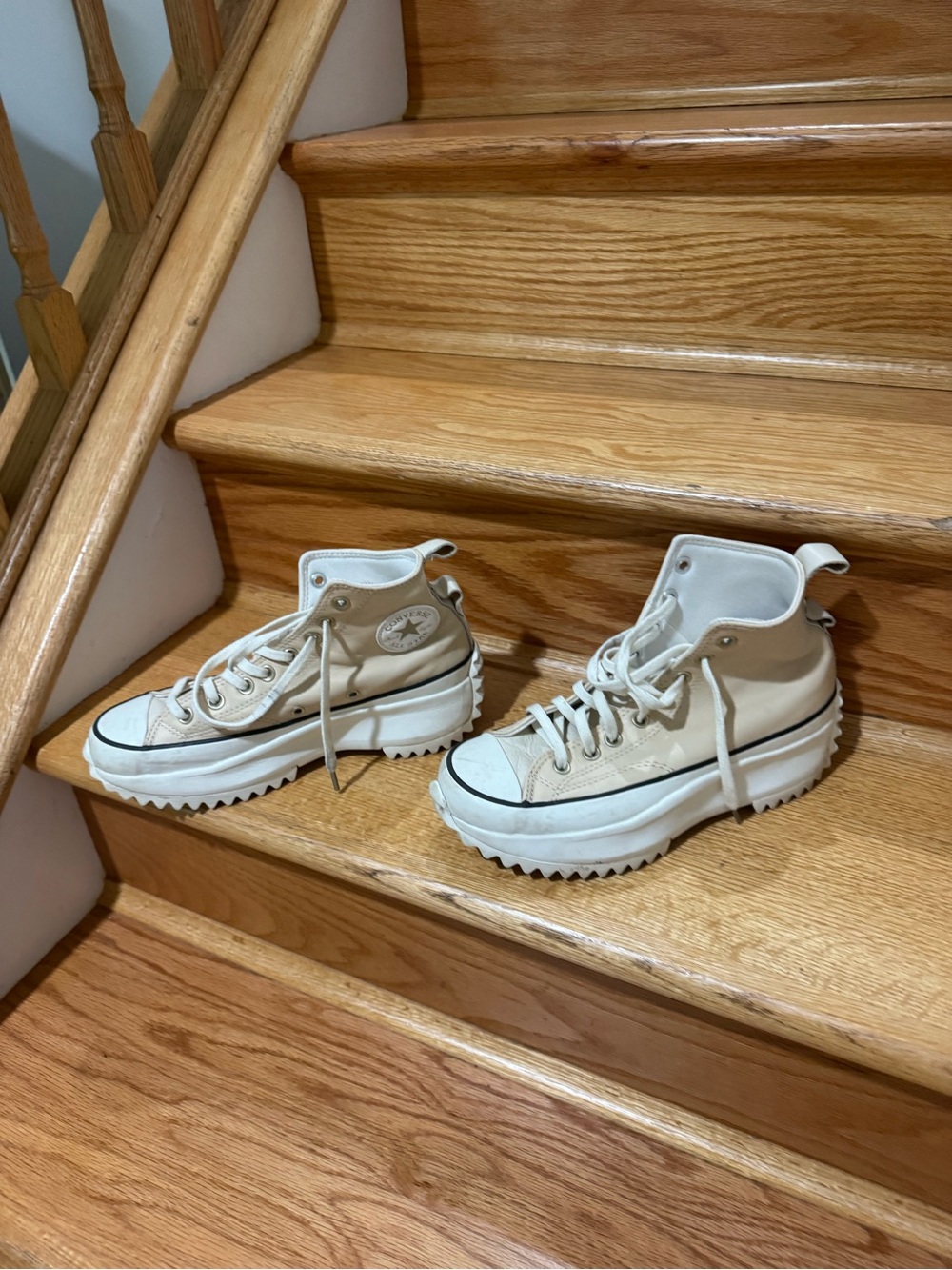 Converse Womens High-Top Platform Sneakers in Cream and White